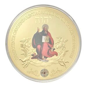 2015 Vatican Gold Plate Medal Jumbo Proof Coin 4” “God the Father” w/Swarovski